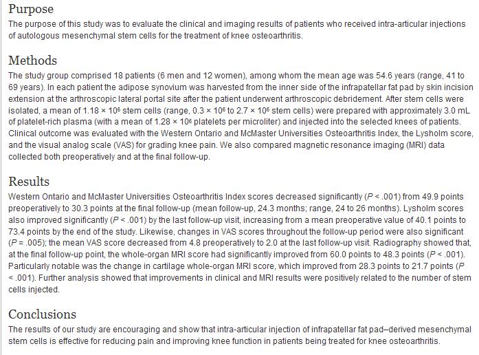 Mesenchymal stem cell injections improve symptoms of knee osteoarthritis 게시글의 2번째 첨부파일입니다.